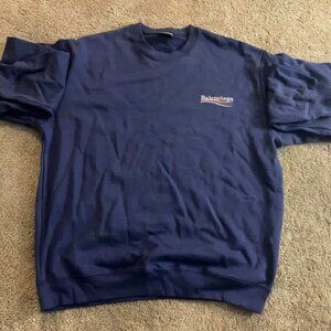 Balenciaga Wavy Logo T-Shirt Navy Blue